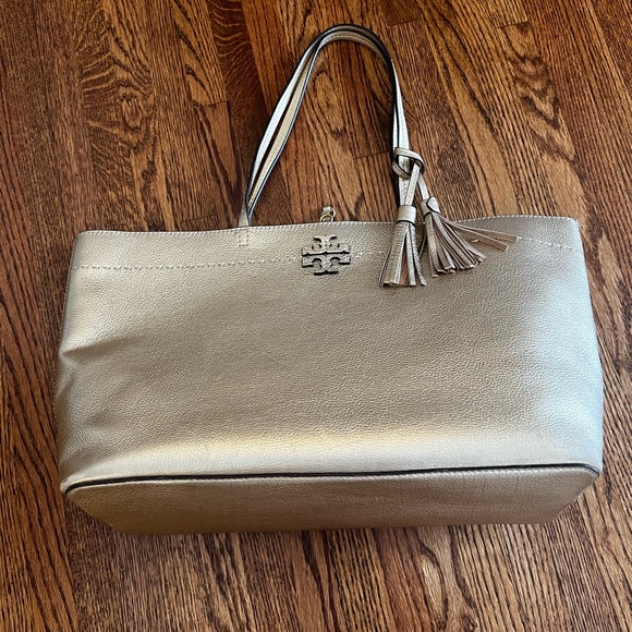 Tory Burch McGraw Tote Metallic Gold - Picture 1 of 13